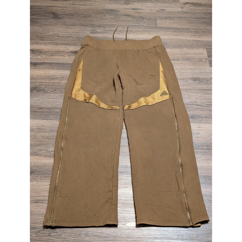 JORDAN 23 Engineered Fleece Pants Brown Gold Side Zip Wide Leg XL Streetwear